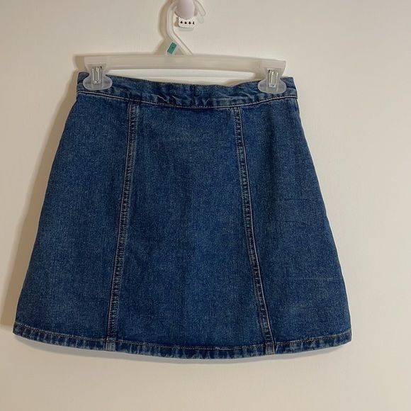 BDG Button Front Mini Denim Skirt Small Dark Blue Swing A-Line Pockets - Picture 5 of 11